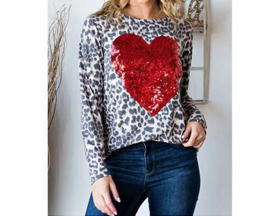 Heimish Usa Animal Print Top In Black In Red