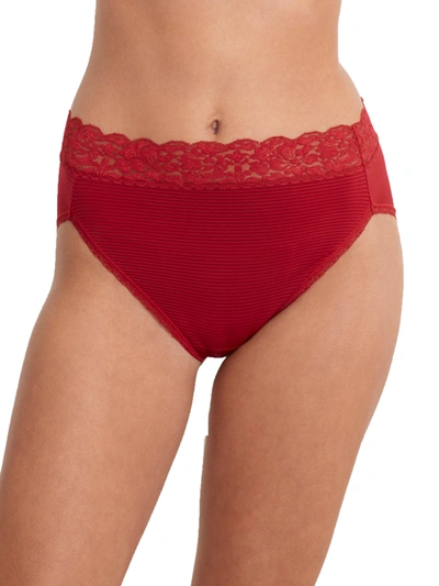 Vanity Fair Flattering Lace Hi-cut Brief In Red