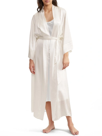 Papinelle Women's Selena Silk Maxi Long Robe In White