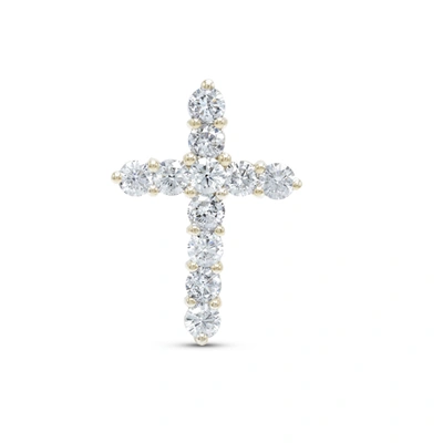 Diana M. 18 Kt White Gold, 1" Diamond Cross Pendant Adorned With 3.50 Cts Tw Of Round Diamonds