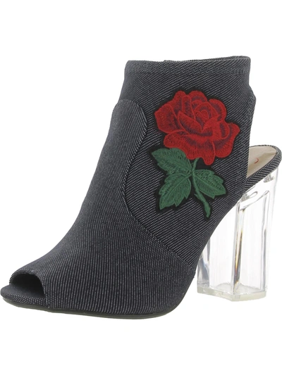 Heart In D Merit-s Womens Denim Embroidered Booties In Grey