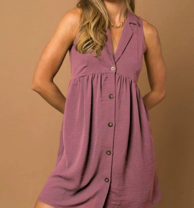 Gilli Collared Button Down Dress In Mauve In Purple
