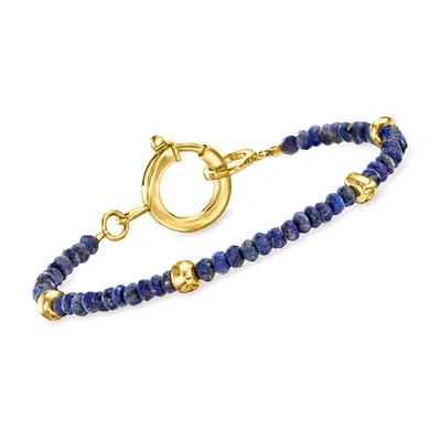 Ross-simons 3.5-4mm Lapis Bead Bracelet With 18kt Gold Over Sterling In Blue
