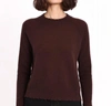 MINNIE ROSE CASHMERE FRAYED EDGE CROPPED SWEATER IN CHOCOLATE