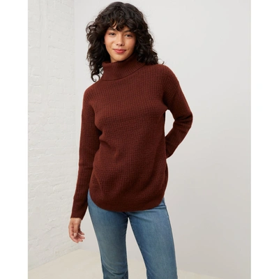 Upwest Comfy Curved Hem Turtleneck Sweater In Brown