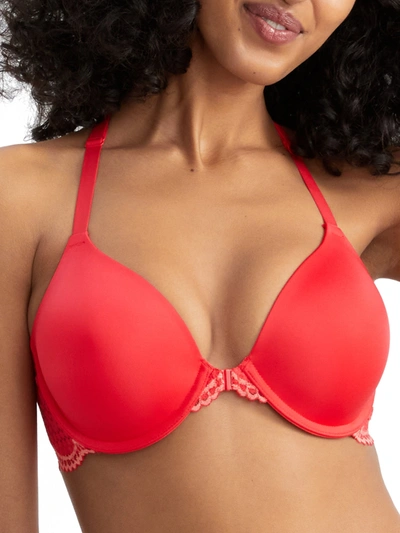 Maidenform One Fab Fit Extra Coverage T-back T-shirt Bra In Red Stone,coral Punch