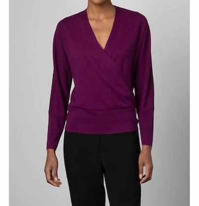 Kinross Surplice Wrap Sweater In Black Cherry In Purple