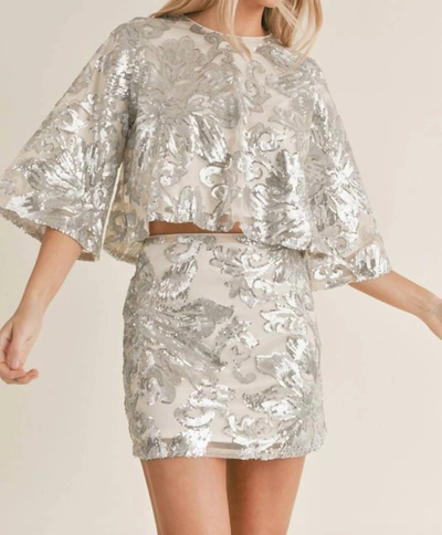 Sage The Label Auro Sequin Flare Top In Champagne Silver