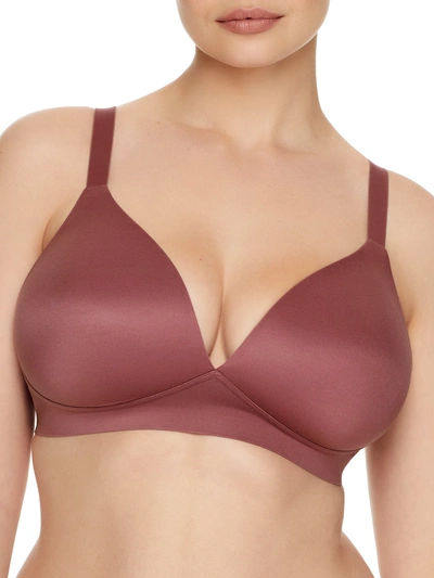 Bali Comfort Revolution Soft Touch Perfect T-shirt Wireless Bra Df3460 In Rustic Berry Red