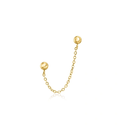 Rs Pure By Ross-simons 14kt Yellow Gold Double-piercing Ball Chain Single Drop Earring