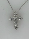 Diana M. 18 Kt White Gold Diamond Cross Pendant Adorned With 1.50 Cts Tw Of Diamonds In White