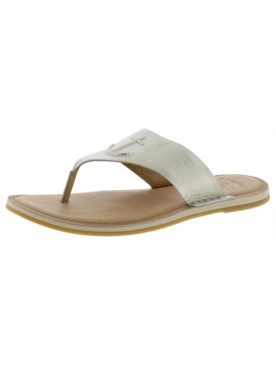 Sperry Seaport Womens Metallic Slip On Thong Sandals In White