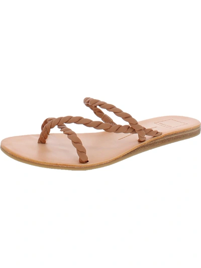 Dolce Vita Dexla Womens Strappy Flat Slide Sandals In Brown