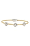 Meshmerise Two-tone Wire Cz Station Bracelet In Yellow