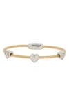 Meshmerise Two-tone Wire Cz Station Bracelet In Yellow Gold