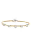 Meshmerise Two-tone Wire Cz Station Bracelet In Yellow