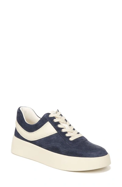 Vince Warren Mixed Leather Court Sneakers In Midnight