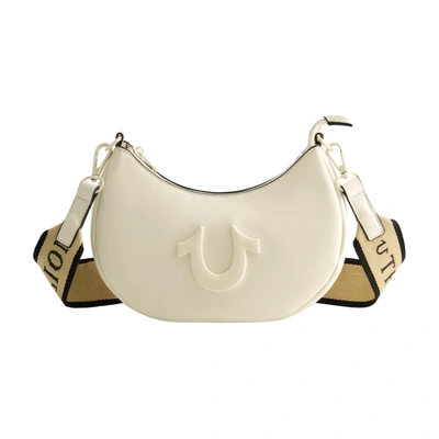 True Religion Logo Strap Crescent Hobo In White