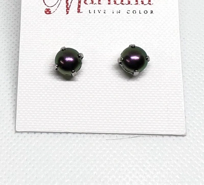 Mariana Iridescent Single-stone Studs In Purple In Black