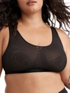 Curvy Couture Sheer Mesh Crop Bralette In Black Hue