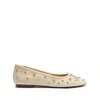 Schutz Arissa Shine Linen Flat In Oyster