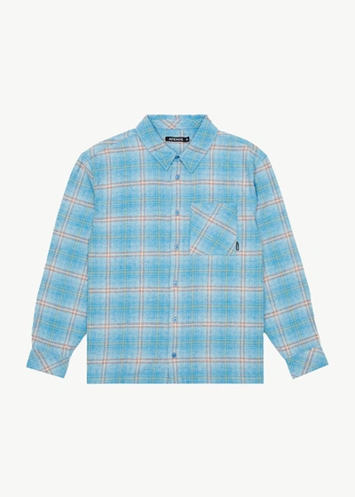 Afends Flannel Shirt In Colour-blue