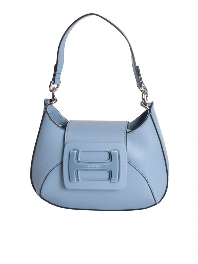 Hogan Mini H Plexi Leather Hobo Bag In Blue