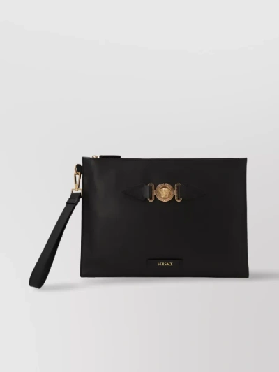 Versace Black Leather Medusa Pouch