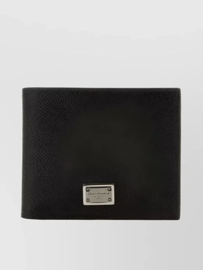 Dolce & Gabbana Compact Calf Leather Wallet In Black