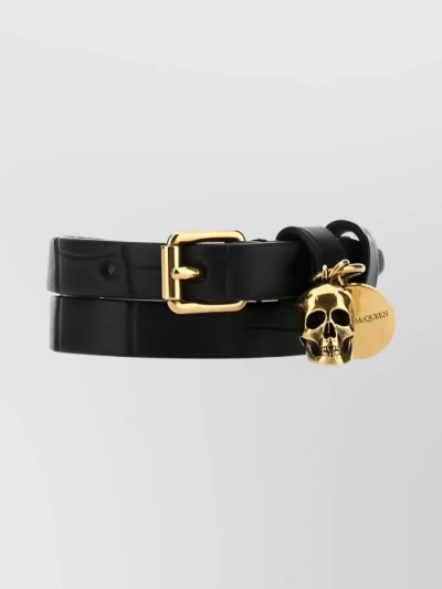 Alexander Mcqueen Black Leather Bracelet  Nd  Donna Tu