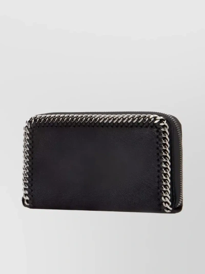 Stella Mccartney Falabella Chain Detail Zip-around Wallet In Black