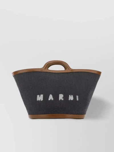 Marni Printed Logo Tote Bag In Blue