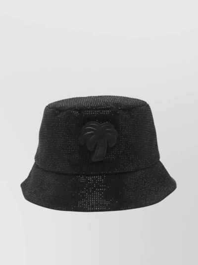 Palm Angels Big Palm Embellished Bucket Hat In Black