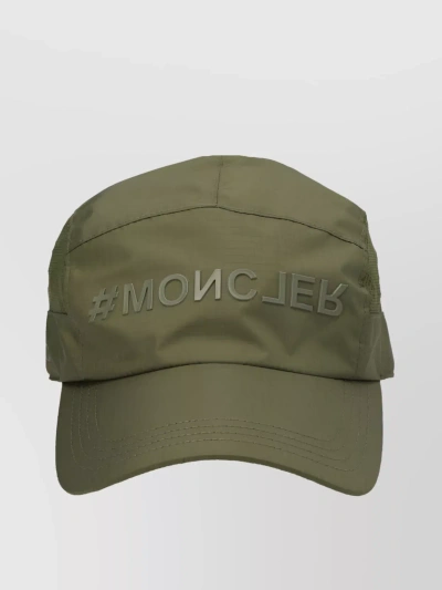 Moncler Text Embroidery Mesh Cap In Khaki