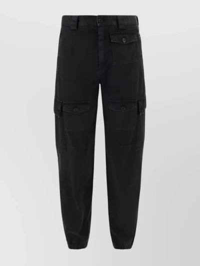 Dolce & Gabbana Cargo Trousers With High Waist And Multiple Pockets In Black