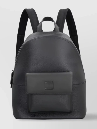 Mcm Stark Textured Backpack With Adjustable Straps In Black