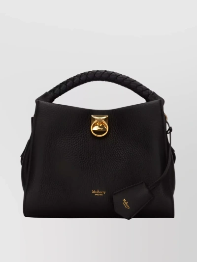 Mulberry Leather Textured Tote Bag In Black