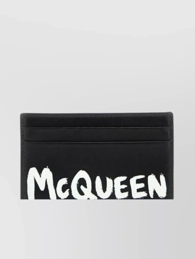 Alexander Mcqueen Graffiti Logo Credit Card Wallet In Black