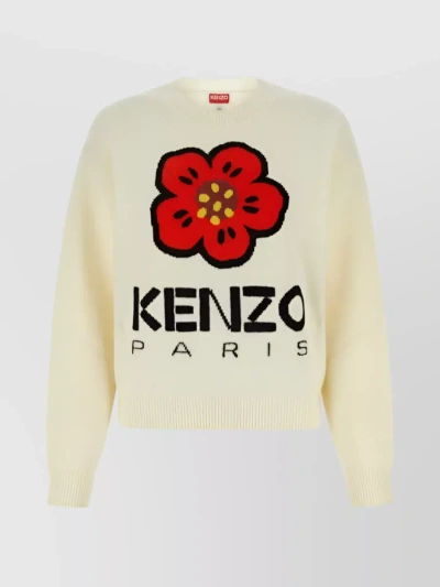 Kenzo Boke Flower Wool Sweater In Burgundy