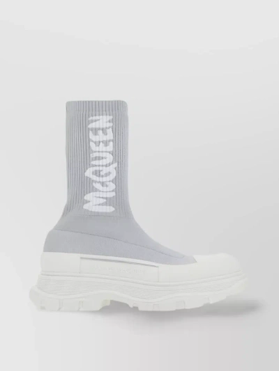 Alexander Mcqueen Grey Stretch Nylon Tread Slick Sneakers Nd  Donna 40.5 In White