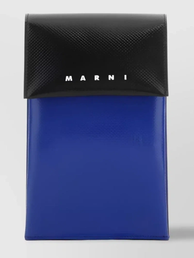 Marni Two Toned Logo Printed Phone Pouch In Blue