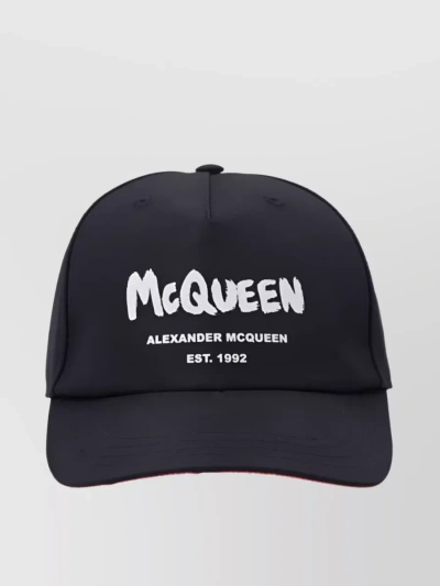 Alexander Mcqueen Front Logo Aqua Cap In Black