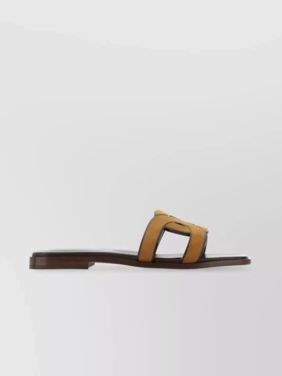 Tod's Interwoven Leather Flat Sandals In Brown
