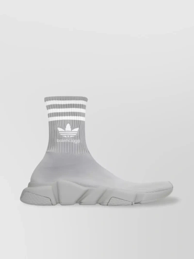 Balenciaga X Adidas Logo Embroidered Sock Trainers In Grey