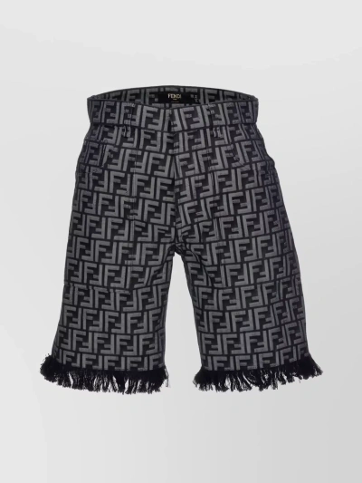 Fendi Short Ff Logo Jacq In Black