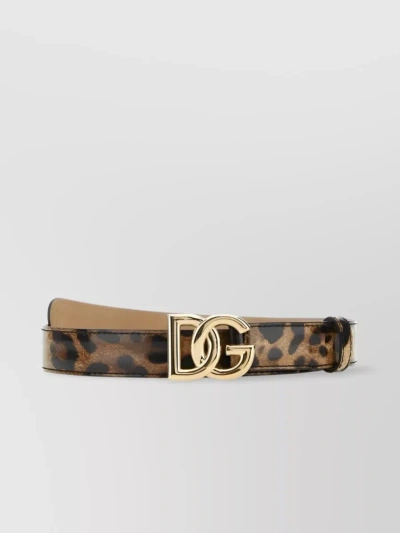 Dolce & Gabbana Kim Dolce&gabbana Leopard-print Logo Belt In Brown