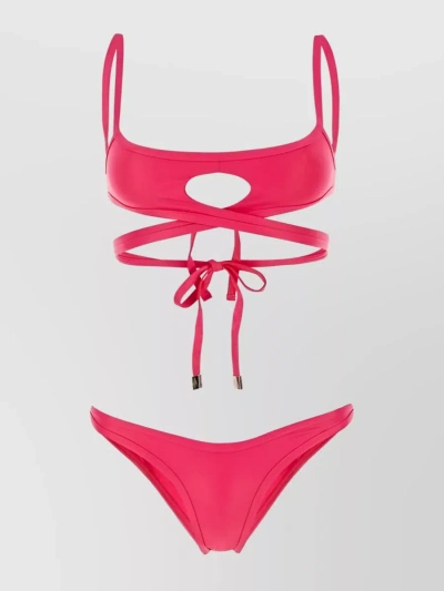 Attico Wet Lycra Bikini In Fuchsia