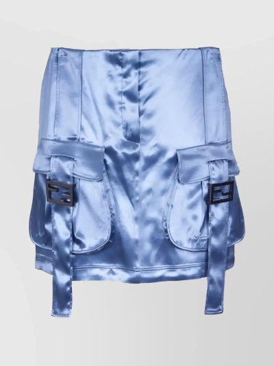 Fendi Satin Mini Skirt In Blue