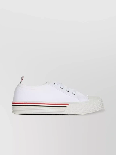 Thom Browne Striped Trim Lace-up Sneakers In White