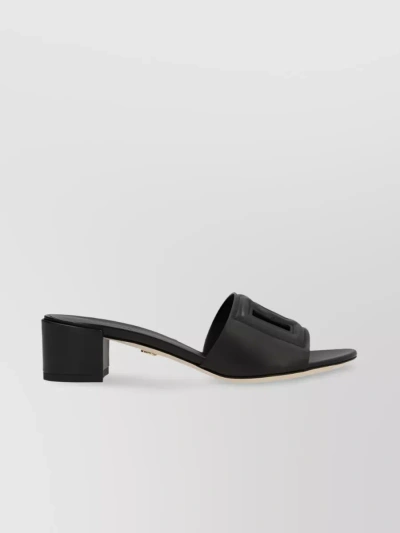 Dolce & Gabbana Dg Embossed Leather Sandals In Black